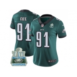 Womens Nike Philadelphia Eagles #91 Fletcher Cox Midnight Green Team Color Super Bowl LII Champions Stitched NFL Vapor Untouchable Limited Jersey