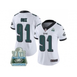 Womens Nike Philadelphia Eagles #91 Fletcher Cox White Super Bowl LII Champions Stitched NFL Vapor Untouchable Limited Jersey