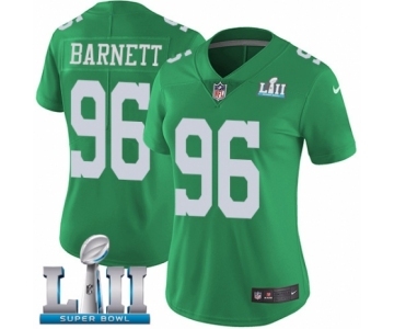 Women's Nike Philadelphia Eagles #96 Derek Barnett Limited Green Rush Vapor Untouchable Super Bowl LII NFL Jersey