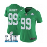 Women's Nike Philadelphia Eagles #99 Jerome Brown Limited Green Rush Vapor Untouchable Super Bowl LII NFL Jersey