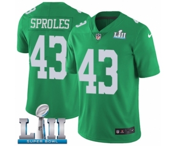 Youth Nike Philadelphia Eagles #43 Darren Sproles Limited Green Rush Vapor Untouchable Super Bowl LII NFL Jersey
