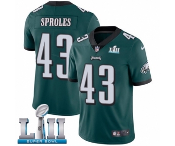 Youth Nike Philadelphia Eagles #43 Darren Sproles Midnight Green Team Color Vapor Untouchable Limited Player Super Bowl LII NFL Jersey