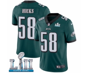 Youth Nike Philadelphia Eagles #58 Jordan Hicks Midnight Green Team Color Vapor Untouchable Limited Player Super Bowl LII NFL Jersey