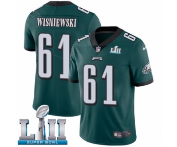 Youth Nike Philadelphia Eagles #61 Stefen Wisniewski Midnight Green Team Color Vapor Untouchable Limited Player Super Bowl LII NFL Jersey