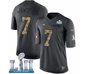 Youth Nike Philadelphia Eagles #7 Ron Jaworski Limited Black 2016 Salute to Service Super Bowl LII NFL Jersey