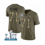 Youth Nike Philadelphia Eagles #71 Jason Peters Limited Olive Camo 2017 Salute to Service Super Bowl LII NFL Jersey