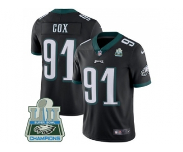 Youth Nike Philadelphia Eagles #91 Fletcher Cox Black Alternate Super Bowl LII Champions Stitched NFL Vapor Untouchable Limited Jersey