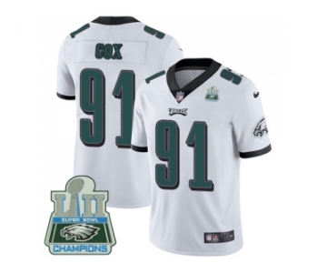 Youth Nike Philadelphia Eagles #91 Fletcher Cox White Super Bowl LII Champions Stitched NFL Vapor Untouchable Limited Jersey