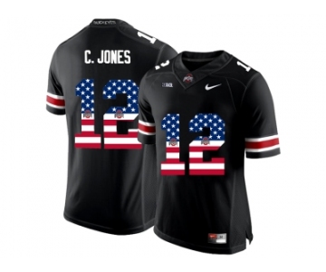 2016 US Flag Fashion Ohio State Buckeyes C.Jones #12 College Football Limited Jersey - Black