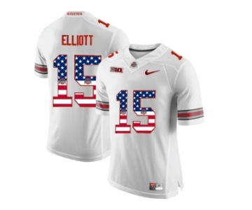 2016 US Flag Fashion Ohio State Buckeyes Ezekiel Elliott #15 College Football Limited Jersey - White