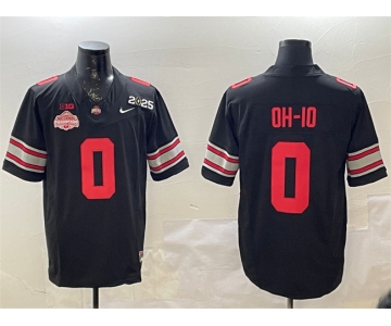 Men's Ohio State Buckeyes #0 OH-IO Black 2025 CFP Final With National Champions Patch F.U.S.E. Vapor Limited Stitched Football Jersey
