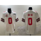 Men's Ohio State Buckeyes #0 OH-IO White 2025 CFP Final With National Champions Patch F.U.S.E. Vapor Limited Stitched Football Jersey
