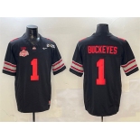 Men's Ohio State Buckeyes #1 Buckeyes Black 2025 CFP Final With National Champions Patch F.U.S.E. Vapor Limited Stitched Football Jersey
