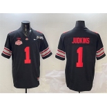 Men's Ohio State Buckeyes #1 Quinshon Judkins Black 2025 CFP Final With National Champions Patch F.U.S.E. Vapor Limited Stitched Football Jersey