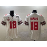Men's Ohio State Buckeyes #18 Will Howard White 2025 CFP Final With National Champions Patch F.U.S.E. Vapor Limited Stitched Football Jersey