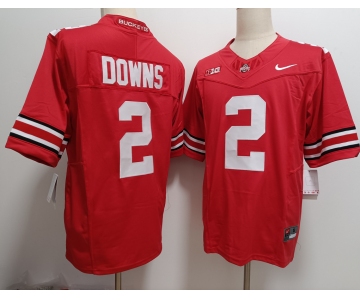 Men's Ohio State Buckeyes #2 Caleb Downs Red FUSE College Stitched Jersey