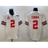 Men's Ohio State Buckeyes #2 Emeka Egbuka White 2025 CFP Final With National Champions Patch F.U.S.E. Vapor Limited Stitched Football Jersey