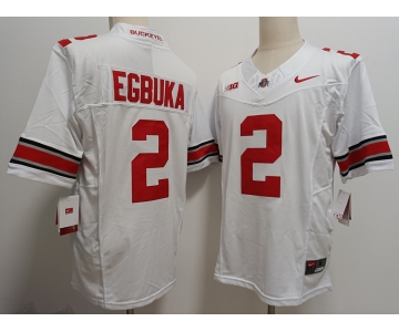 Men's Ohio State Buckeyes #2 Emeka Egbuka White FUSE College Stitched Jersey