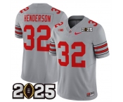 Men's Ohio State Buckeyes #32 TreVeyon Henderson Grey 2025 CFP Final Patch F.U.S.E. Vapor Limited Stitched Football Jersey