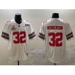 Men's Ohio State Buckeyes #32 TreVeyon Henderson White 2025 CFP Final With National Champions Patch F.U.S.E. Vapor Limited Stitched Football Jersey