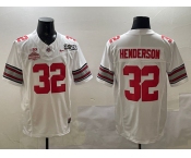 Men's Ohio State Buckeyes #32 TreVeyon Henderson White 2025 CFP Final With National Champions Patch F.U.S.E. Vapor Limited Stitched Football Jersey
