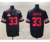 Men's Ohio State Buckeyes #33 Jack Sawyer Black 2025 CFP Final With National Champions Patch F.U.S.E. Vapor Limited Stitched Football Jersey