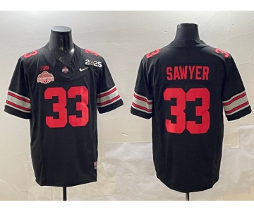 Men's Ohio State Buckeyes #33 Jack Sawyer Black 2025 CFP Final With National Champions Patch F.U.S.E. Vapor Limited Stitched Football Jersey