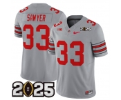 Men's Ohio State Buckeyes #33 Jack Sawyer Grey 2025 CFP Final Patch F.U.S.E. Vapor Limited Stitched Football Jersey