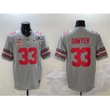 Men's Ohio State Buckeyes #33 Jack Sawyer Grey 2025 CFP Final With National Champions Patch F.U.S.E. Vapor Limited Stitched Football Jersey