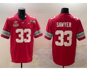 Men's Ohio State Buckeyes #33 Jack Sawyer Red 2025 CFP Final With National Champions Patch F.U.S.E. Vapor Limited Stitched Football Jersey