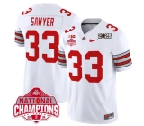 Men's Ohio State Buckeyes #33 Jack Sawyer White 2025 CFP Final With National Champions Patch F.U.S.E. Vapor Limited Stitched Football Jersey