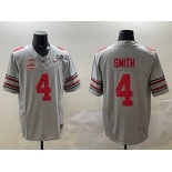 Men's Ohio State Buckeyes #4 Jeremiah Smith Grey 2025 CFP Final With National Champions Patch F.U.S.E. Vapor Limited Stitched Football Jersey
