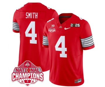 Men's Ohio State Buckeyes #4 Jeremiah Smith Red 2025 CFP Final With National Champions Patch F.U.S.E. Vapor Limited Stitched Football Jersey