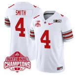 Men's Ohio State Buckeyes #4 Jeremiah Smith White 2025 CFP Final With National Champions Patch F.U.S.E. Vapor Limited Stitched Football Jersey