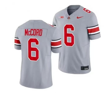 Men's Ohio State Buckeyes #6 Kyle McCord Gray 2023 F.U.S.E. Limited Stitched Jersey