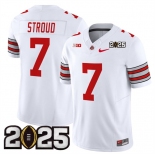 Men's Ohio State Buckeyes #7 C.J. Stroud White 2025 CFP Final Patch F.U.S.E. Vapor Limited Stitched Football Jersey