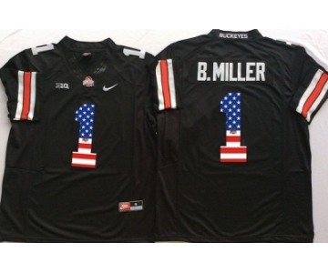 Ohio State Buckeyes #1 B.Miller Black USA Flag College Football Jersey