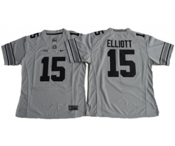 Women's Ohio State Buckeyes #15 Ezekiel Elliott Gridion Grey II Stitched NCAA Jersey