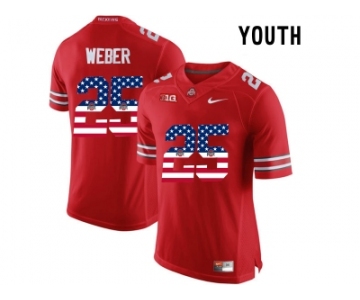 2016 US Flag Fashion Youth Ohio State Buckeyes Mike Weber #25 College Football Limited Jersey - Scarlet
