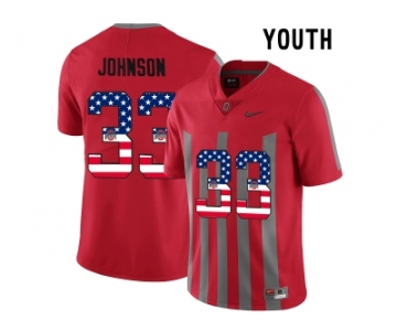 2016 US Flag Fashion Youth Ohio State Buckeyes Pete Johnson #33 College Football Alternate Elite Jersey - Scarlet