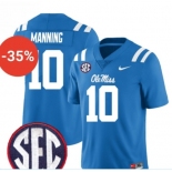 Men's Ole Miss Rebels #10 Eli Manning Blue F.U.S.E. Stitched Jersey