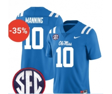 Men's Ole Miss Rebels #10 Eli Manning Blue F.U.S.E. Stitched Jersey