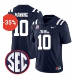 Men's Ole Miss Rebels #10 Eli Manning Navy F.U.S.E. Stitched Jersey