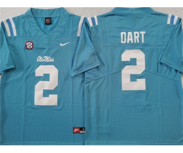Men's Ole Miss Rebels #2 Jaxson Dart Blue Stitched jersey