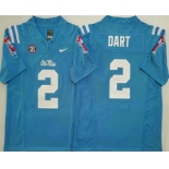 Men's Ole Miss Rebels #2 Jaxson Dart Light Blue 2025 FUSE College Football Jersey