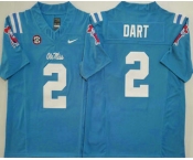 Men's Ole Miss Rebels #2 Jaxson Dart Light Blue 2025 FUSE College Football Jersey