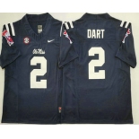 Men's Ole Miss Rebels #2 Jaxson Dart Navy Blue 2025 FUSE College Football Jersey