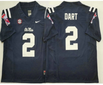 Men's Ole Miss Rebels #2 Jaxson Dart Navy Blue 2025 FUSE College Football Jersey