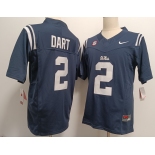 Men's Ole Miss Rebels #2 Jaxson Dart Navy Blue FUSE College Football Jersey