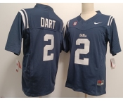 Men's Ole Miss Rebels #2 Jaxson Dart Navy Blue FUSE College Football Jersey